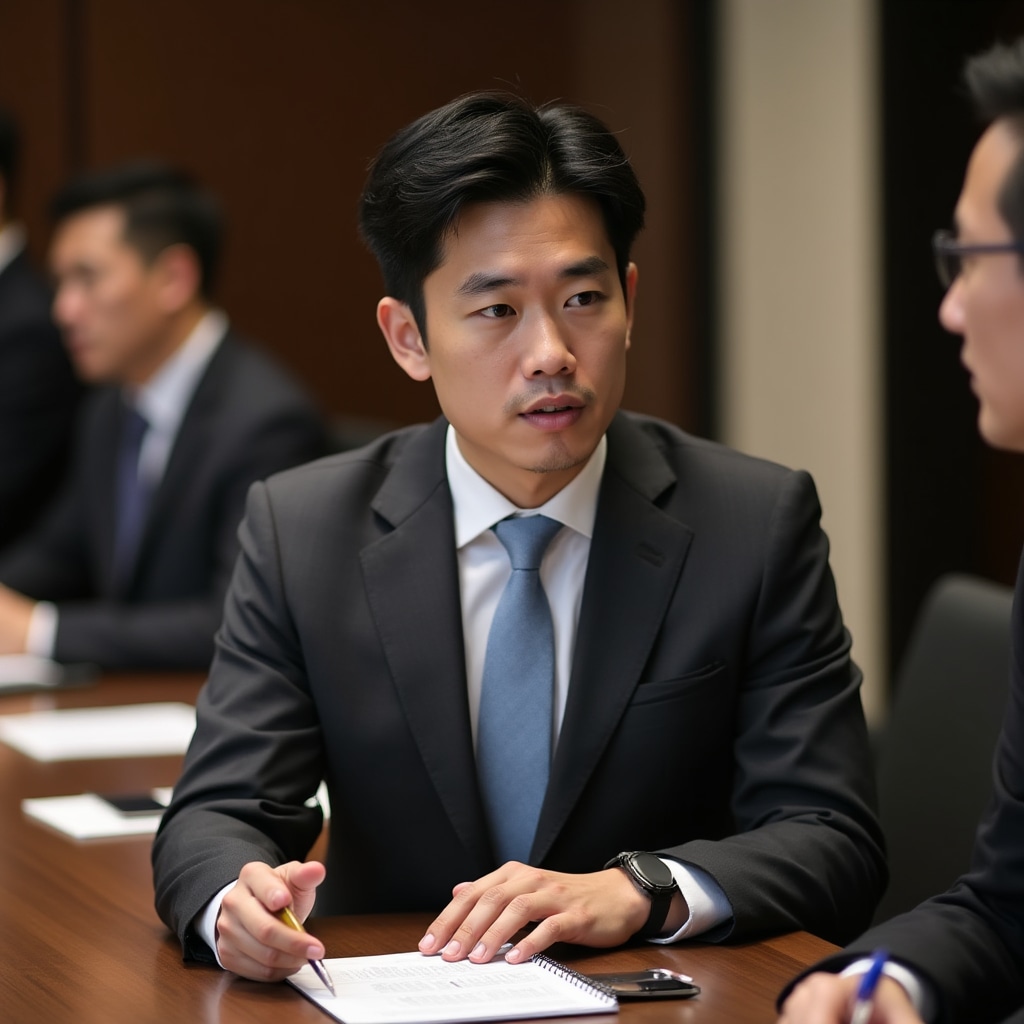 Interprete professionale durante sessione in sala conferenze aziendale