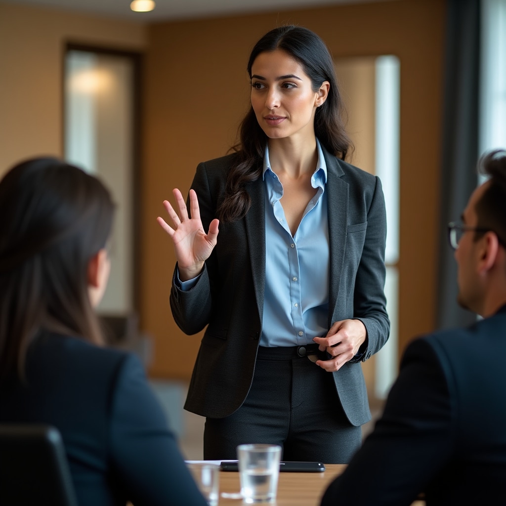 Interprete durante sessione consecutiva in sala riunioni