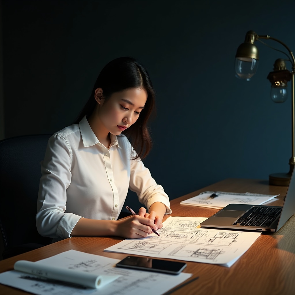 Traduttore tecnico al lavoro su manuali industriali